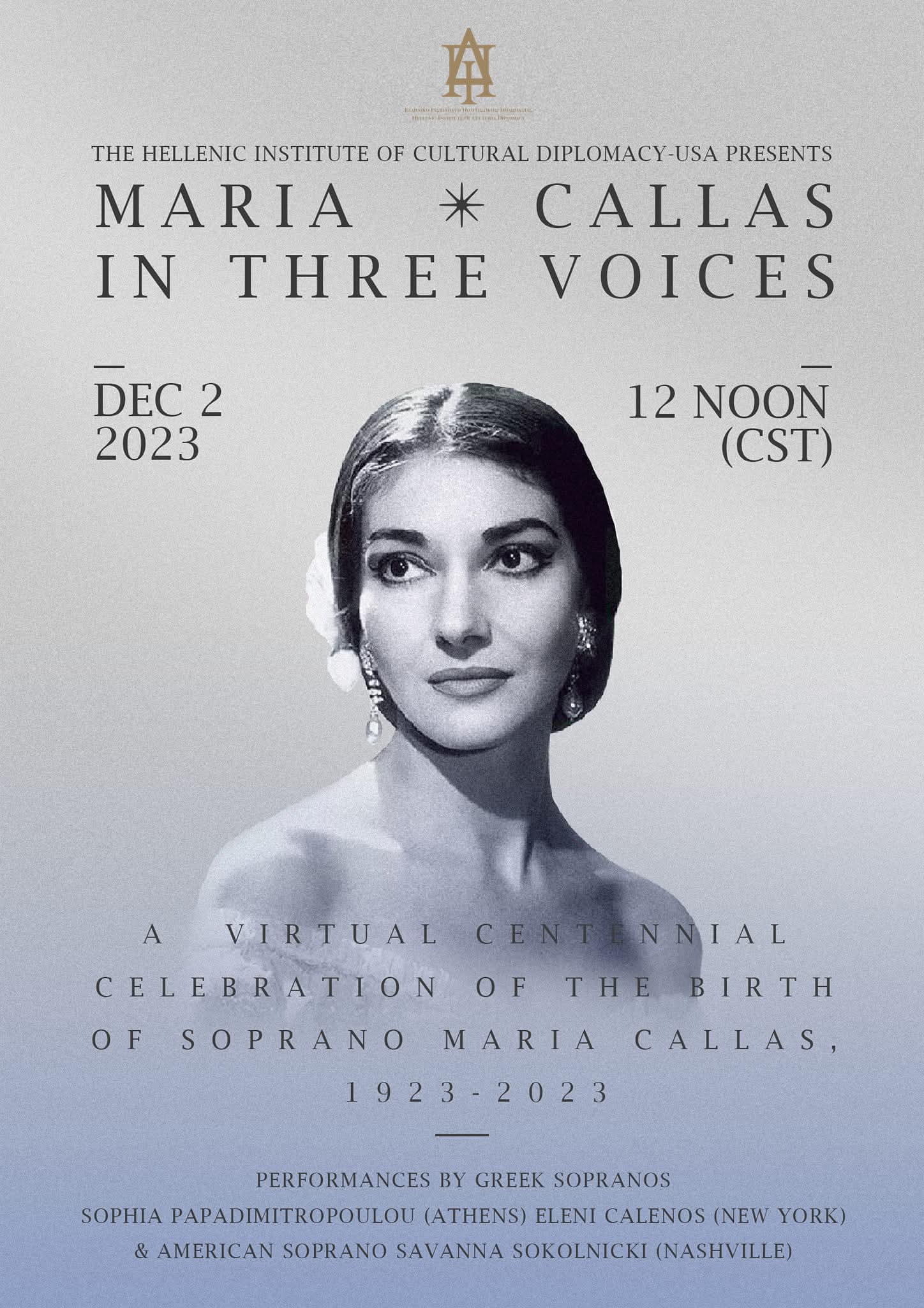 Maria Callas in Three Voices — A Centennial Celebration