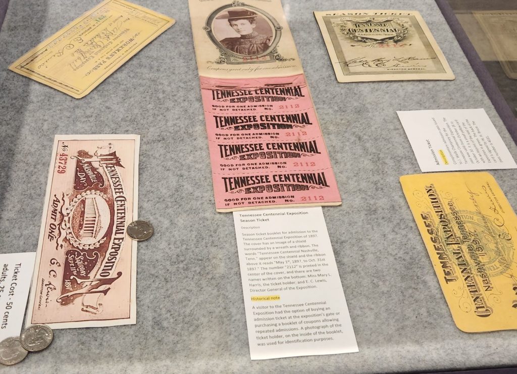 The wide range of 1897 artifacts included Centennial tickets.